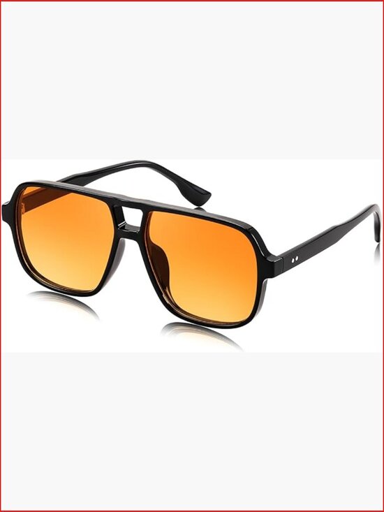 Retro Square Aviator Sunglasses - 70s Vintage Plastic Frame UV Protection main image 6